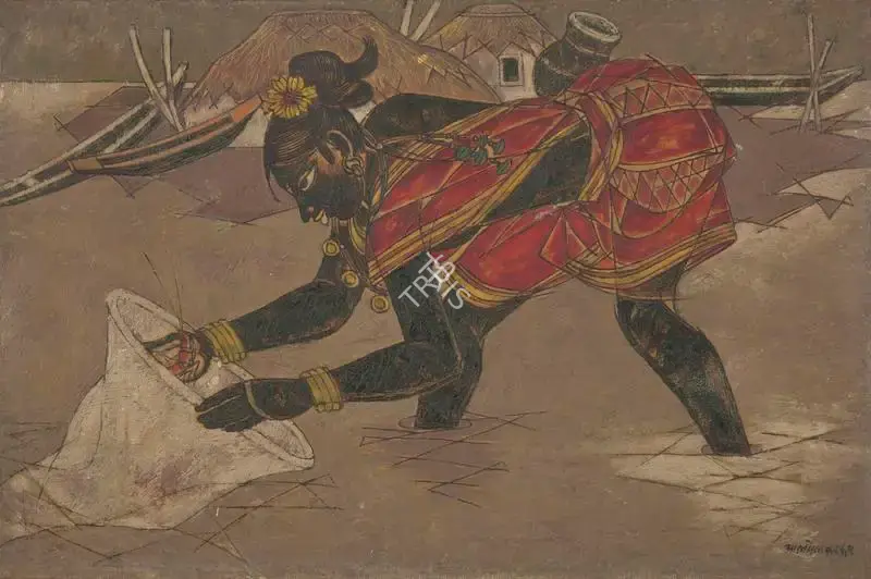 A.A. Almelkar (Artist), Untitled (Ganga), 1969, Painting