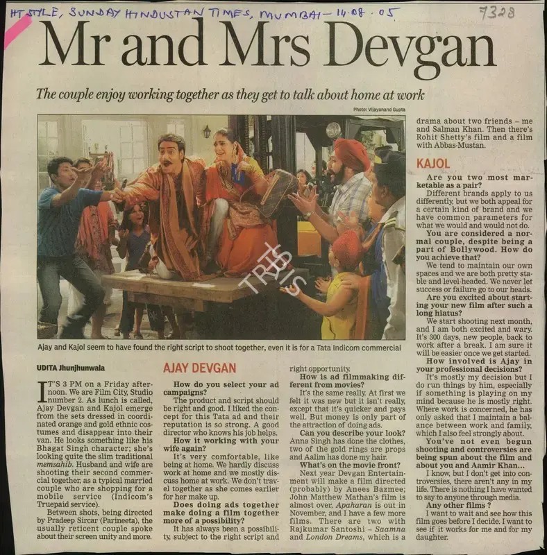 Udita Jhunjhunwala (Reporter), Mr and Mrs Devgan, 2005, Newspaper Clipping