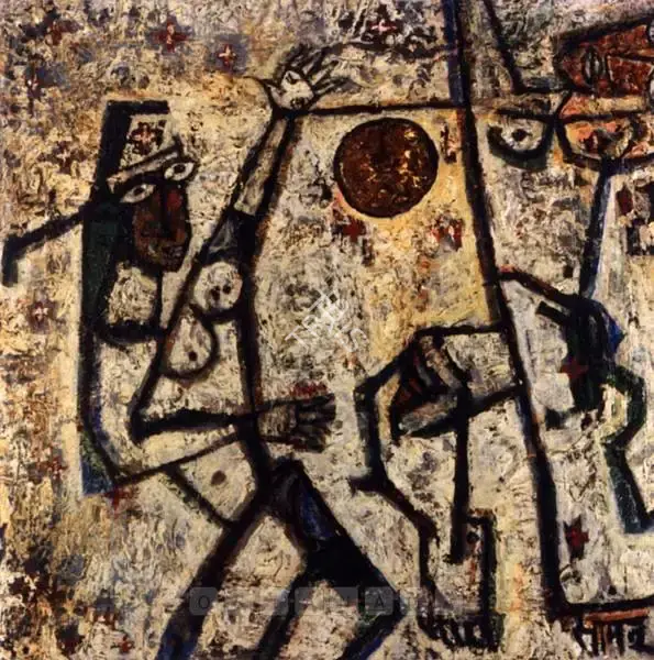 Mohan Samant (Artist), The Agony Of The Golden Moon, 1969, Painting