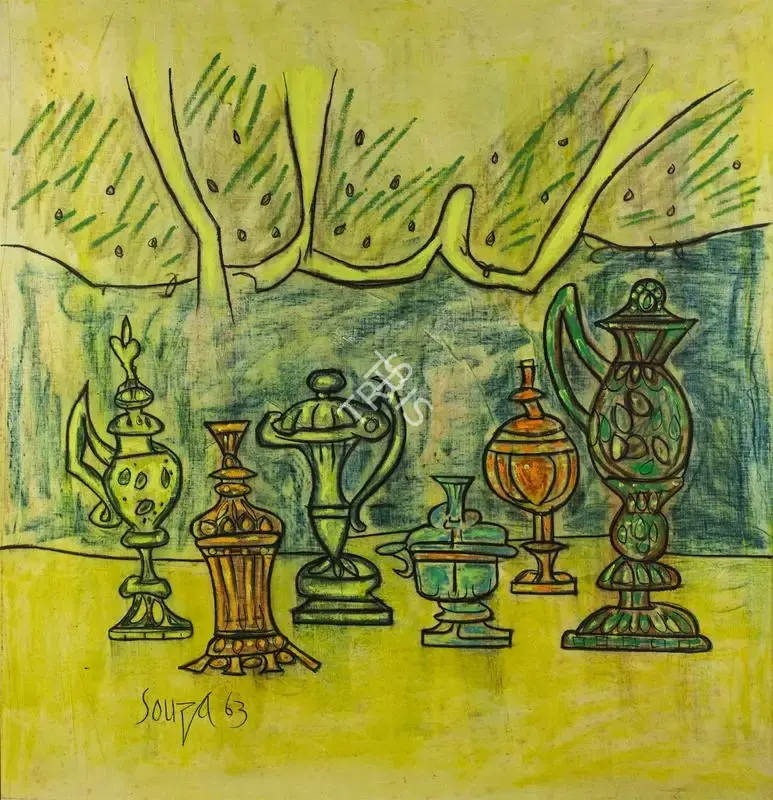 F.N. Souza (Artist), Still Life, 1963, Painting
