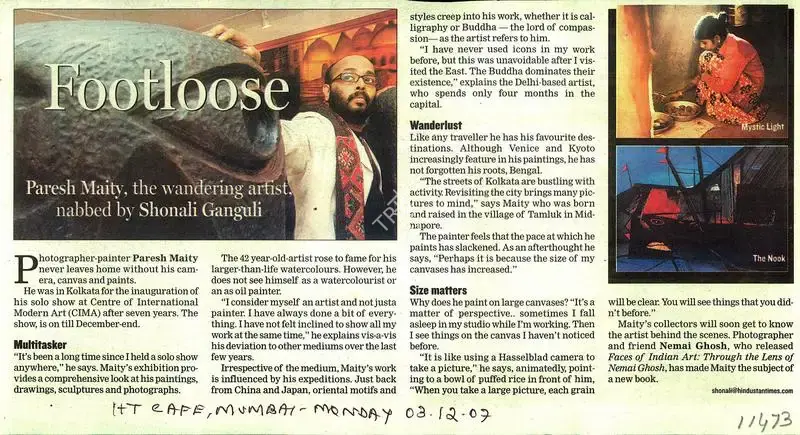 Shonali Ganguli (Writer), Footloose, 2007, Newspaper clipping