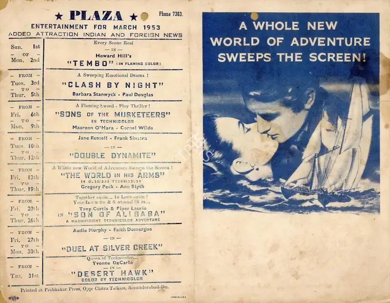 Raoul Walsh (Director), The World in His Arms, 1952, Handbill