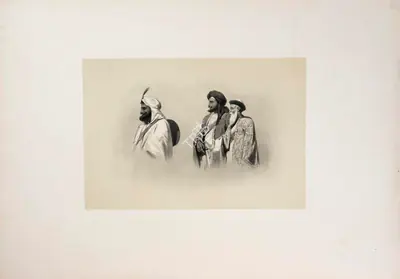 J.D. Hardinge (Lithographer), The Sheikh Imam-ud-din, Runjur Sing and Dewan Dina Nath, 1847, Lithograph