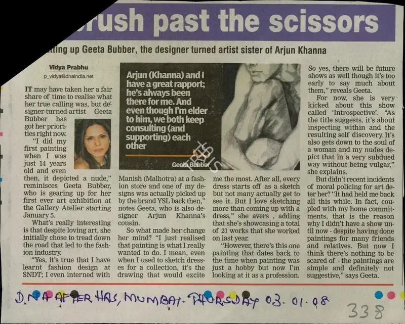 Vidya Prabhu (Reporter), A Brush Past the Scissors, 2008, Newspaper Clipping