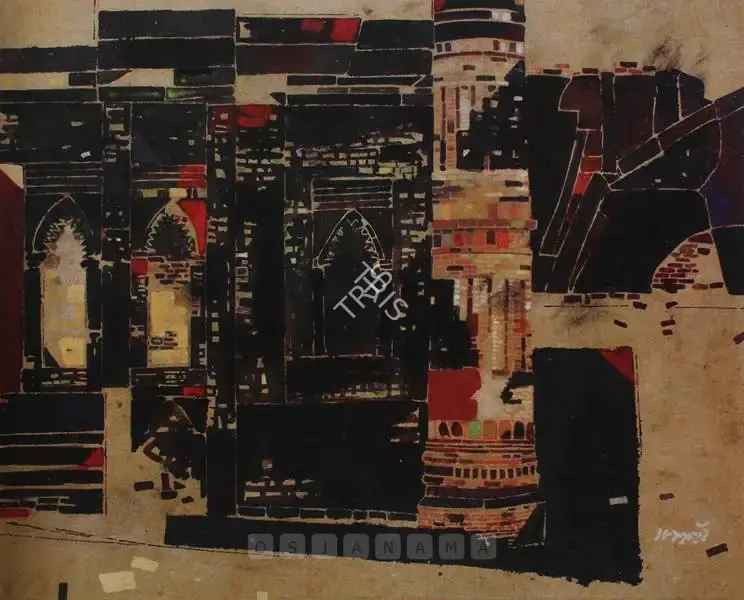 Ganesh Haloi (Artist), Composition (Architecture), 1991, Painting