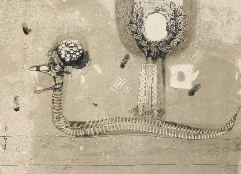 Ganesh Pyne (Artist), Sentinel, 1967, Painting