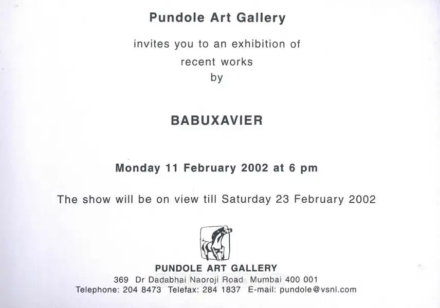 Babu Xavier (Artist), Babu Xavier, 2002, Solo Exhibition Invitation