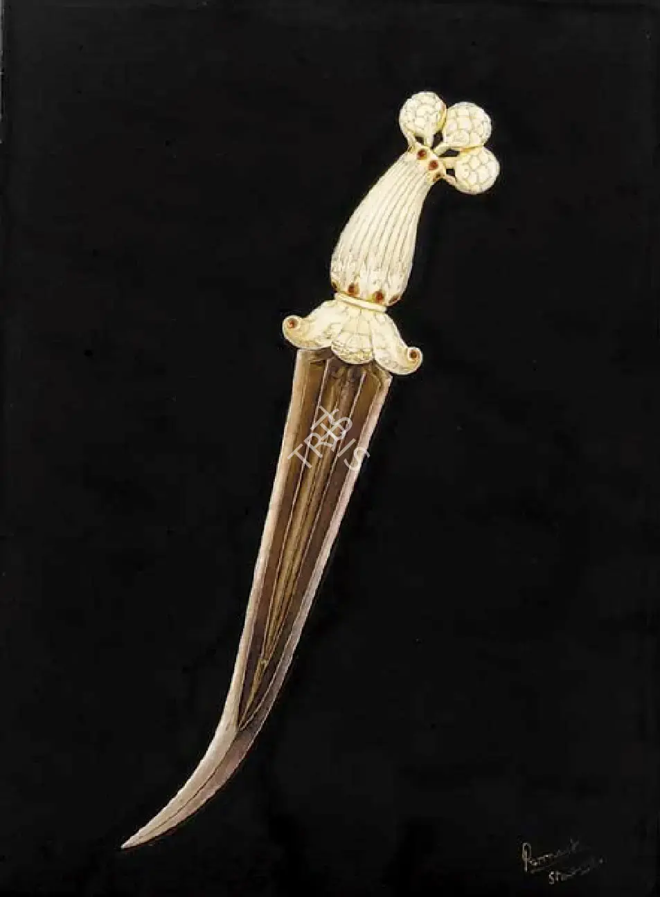 Ramesh Sharma (Artist), Mughal Dagger With Jade Foliated Hilt, Painting
