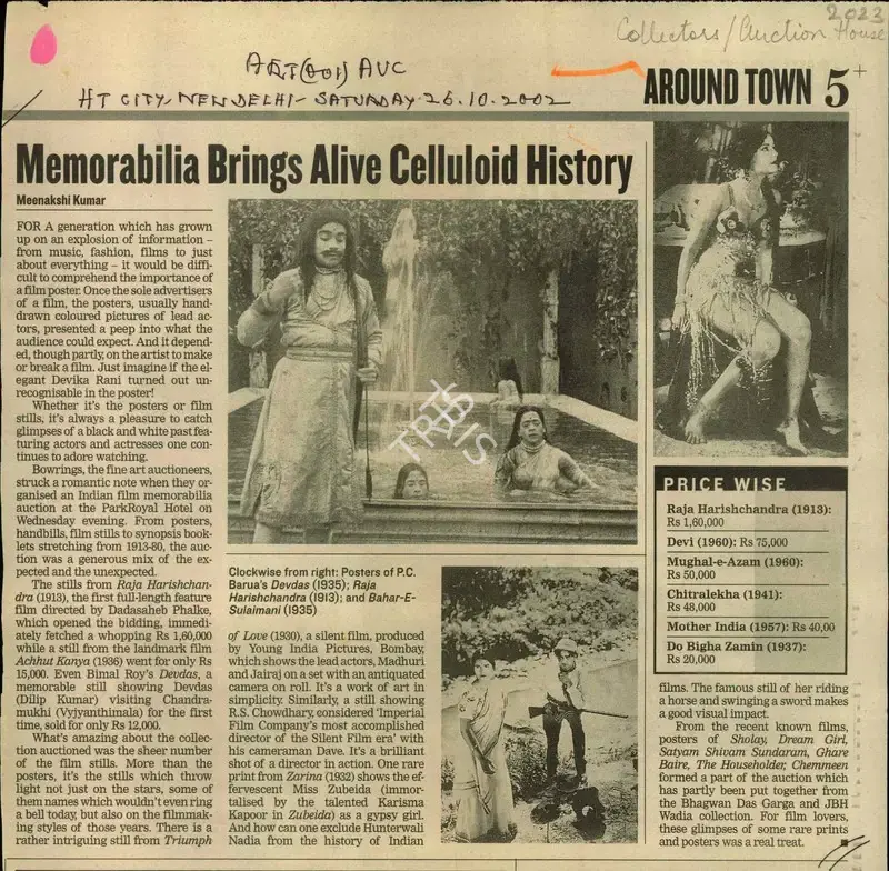 Meenakshi Kumar (Reporter), Memorabilia Brings Alive Celluloid History, 2002, Newspaper Clipping
