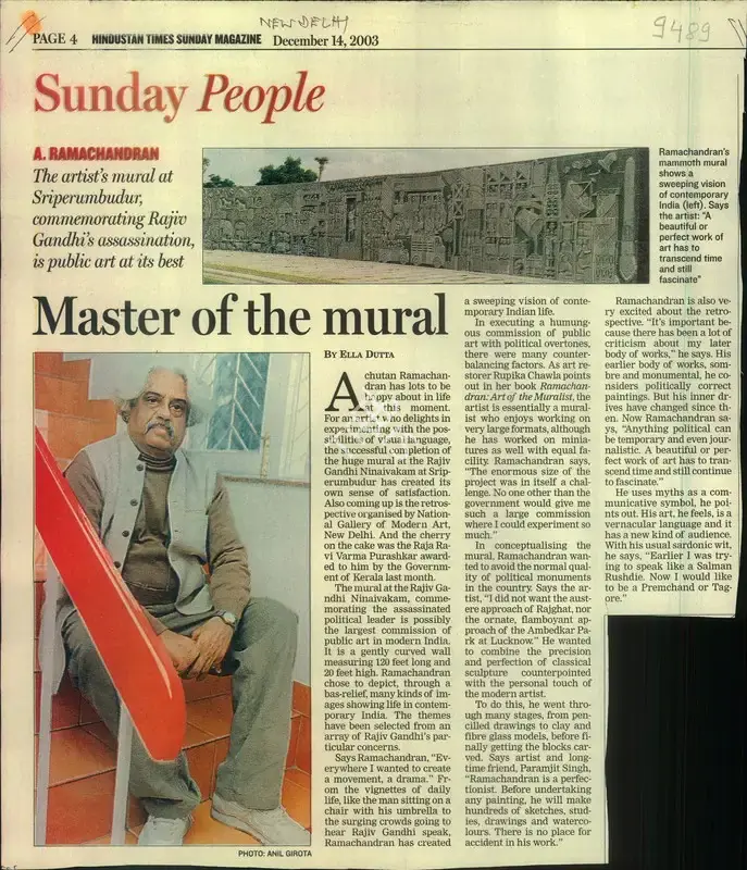 Ella Datta (Reporter), Master of the Mural, 2003, Newspaper Clipping