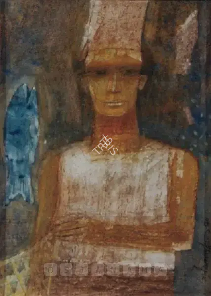 Ganesh Pyne (Artist), Seated Man, 1990, Painting