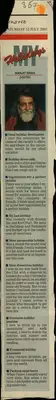 Manjit Bawa (Artist), My Holidays, 2003, Newspaper Clipping