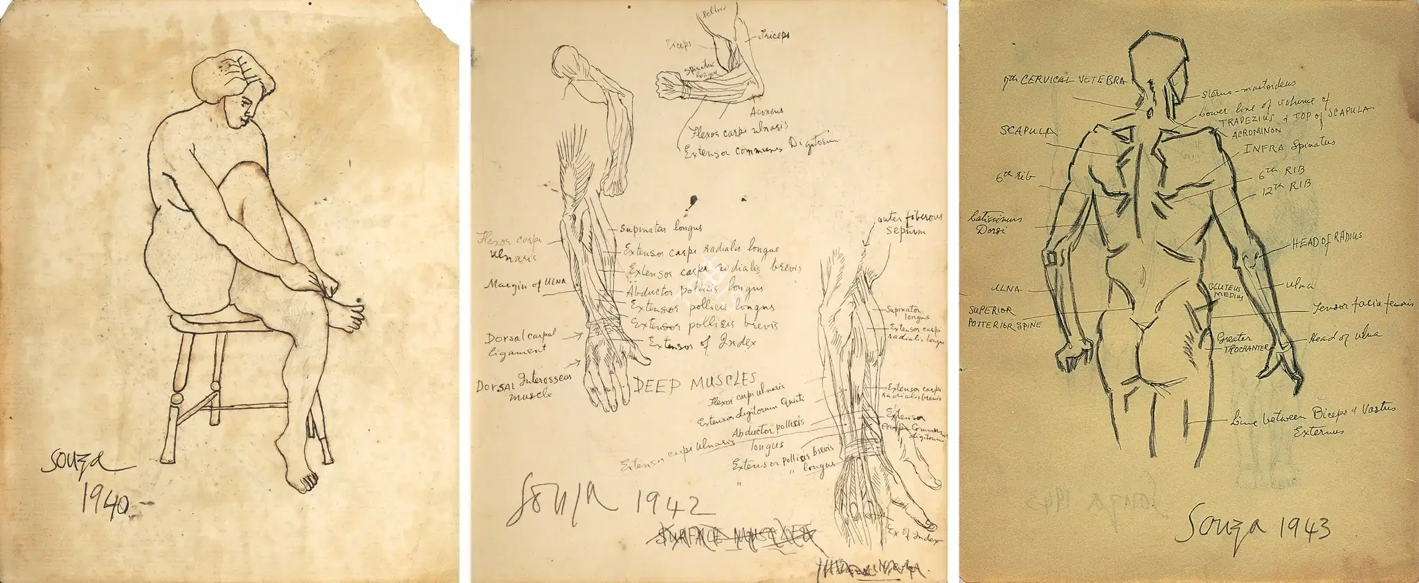 F.N. Souza (Artist), Nude, 1940, Drawing