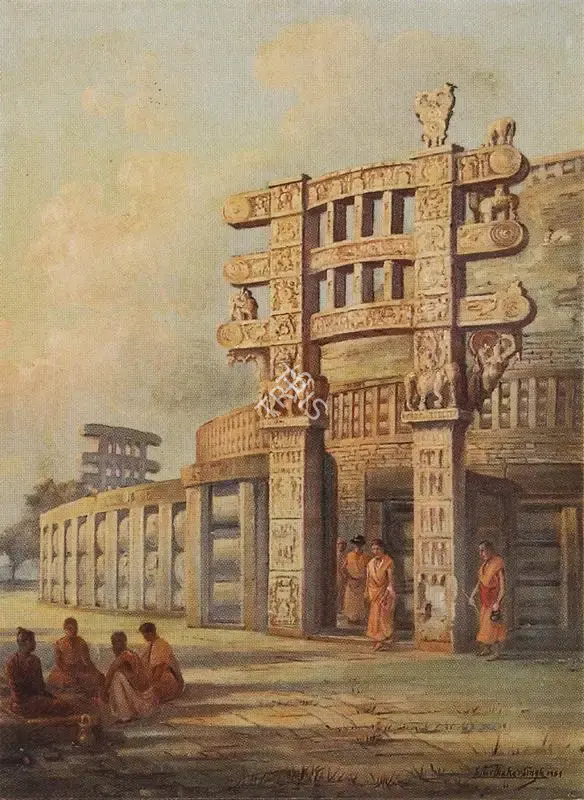 S.G. Thakur Singh (Artist), Sanchi Stupa, 1959, Painting