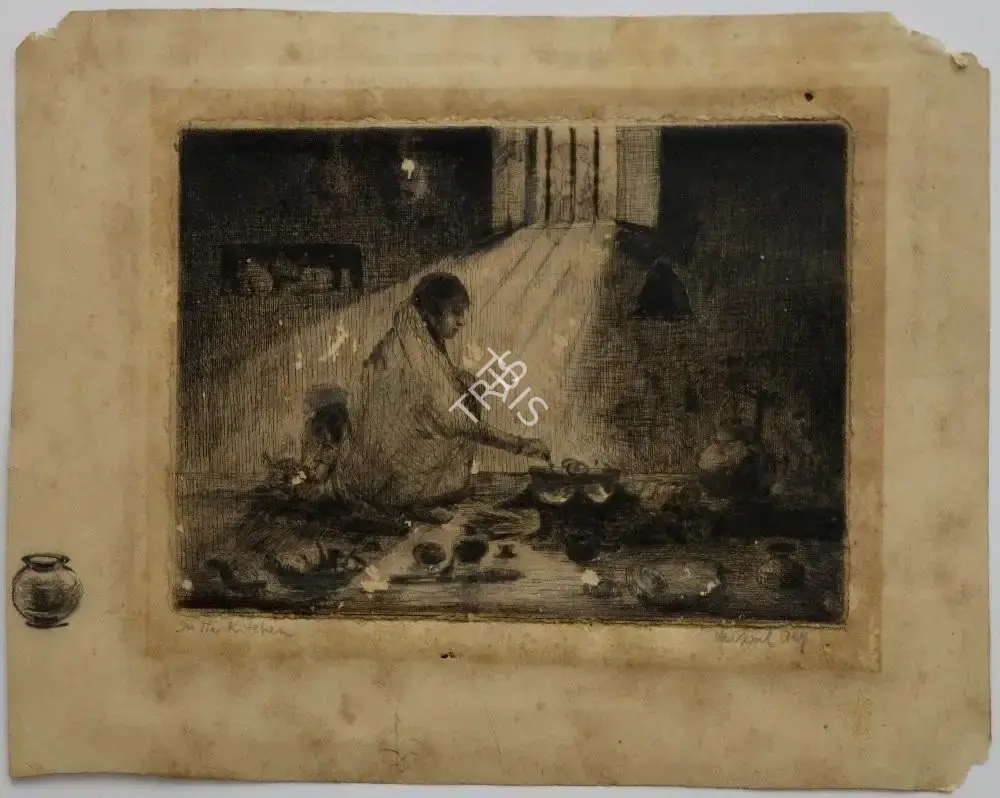 Mukul Dey (Artist), In the Kitchen, Graphic Art
