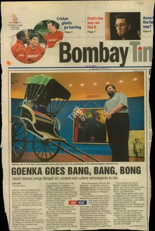 Gauri Sinh (Reporter), Goenka Goes Bang, Bang, Bong, 2003, Newspaper Clipping