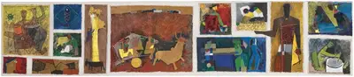 M.F. Husain (Artist), Untitled (Gram Yatra), 1954, Painting