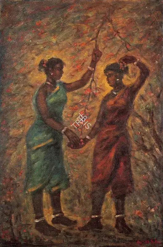 Gobardhan Ash (Artist), Village Maidens, 1941, Painting