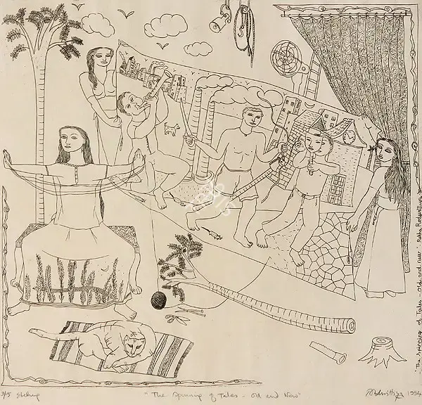 Rekha Rodwittiya (Artist), The Spinning Of Tales: Old And New, 1994, Graphic Art