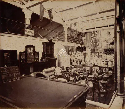 Shew Shankar Narayan (Photographer), Messrs. Lazarus and Co.'s Furniture - Calcutta Court, 1883, Antiquarian Photograph