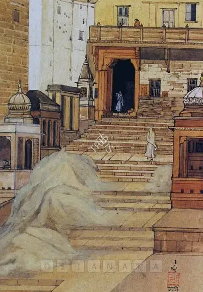 Indra Dugar (Artist), Banaras Ghat, 1967, Painting