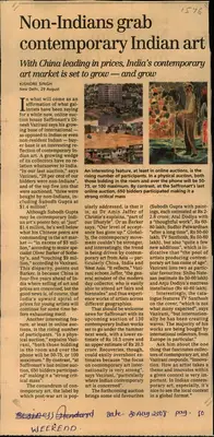 Kishore Singh (Reporter), Non-Indians grab contemporary Indian art, 2008, Newspaper Clipping