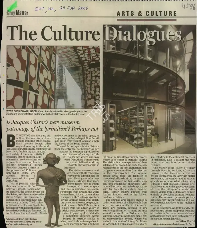 Vikas Harish (Reporter), The Culture Dialogues, 2006, Newspaper Clipping