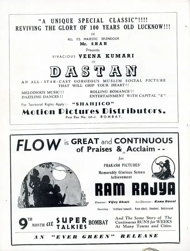 Vijay Bhatt (Director), Ram Rajya, 1943, Advertisement