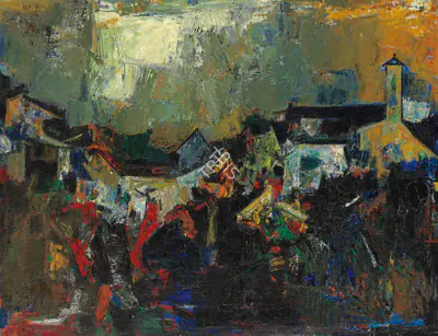 Raza, S.H. (Artist). Nuage Blanc. Oil on canvas, 1956 | Painting | FineArts | 0022451