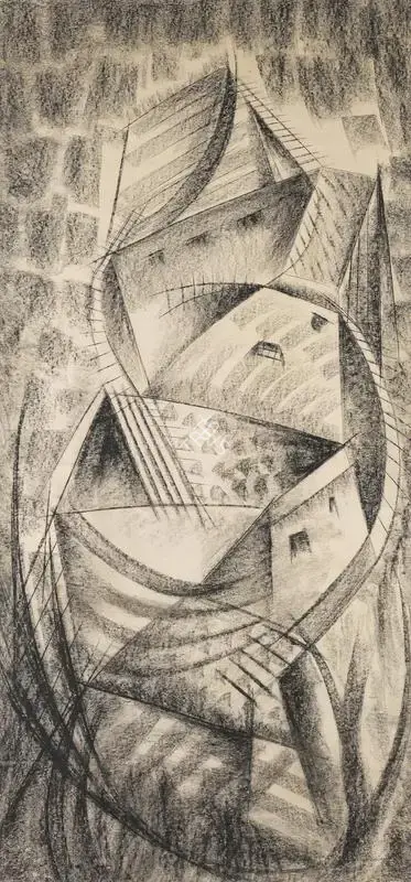 Devayani Krishna (Artist), Untitled (Townscape), 1961, Painting