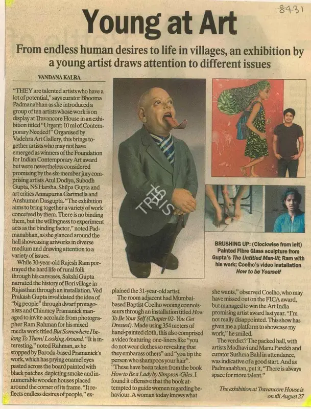 Vandana Kalra (Reporter), Young at Art, 2008, Newspaper Clipping