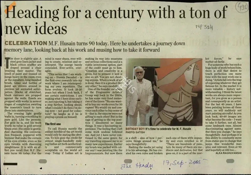 Alka Raghuvanshi (Reporter), Heading for a Century with a Ton of New Ideas, 2005, Newspaper Clipping