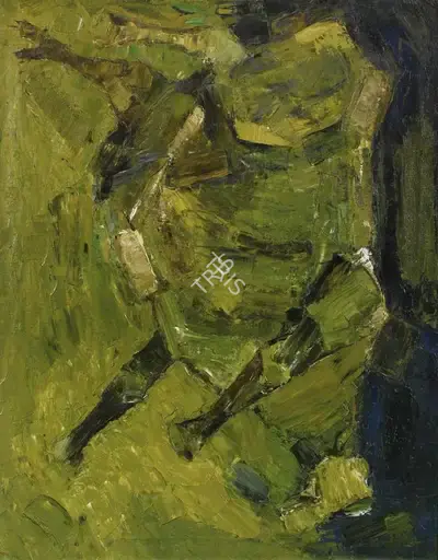 Tyeb Mehta (Artist), Thrown Bull, 1961, Painting