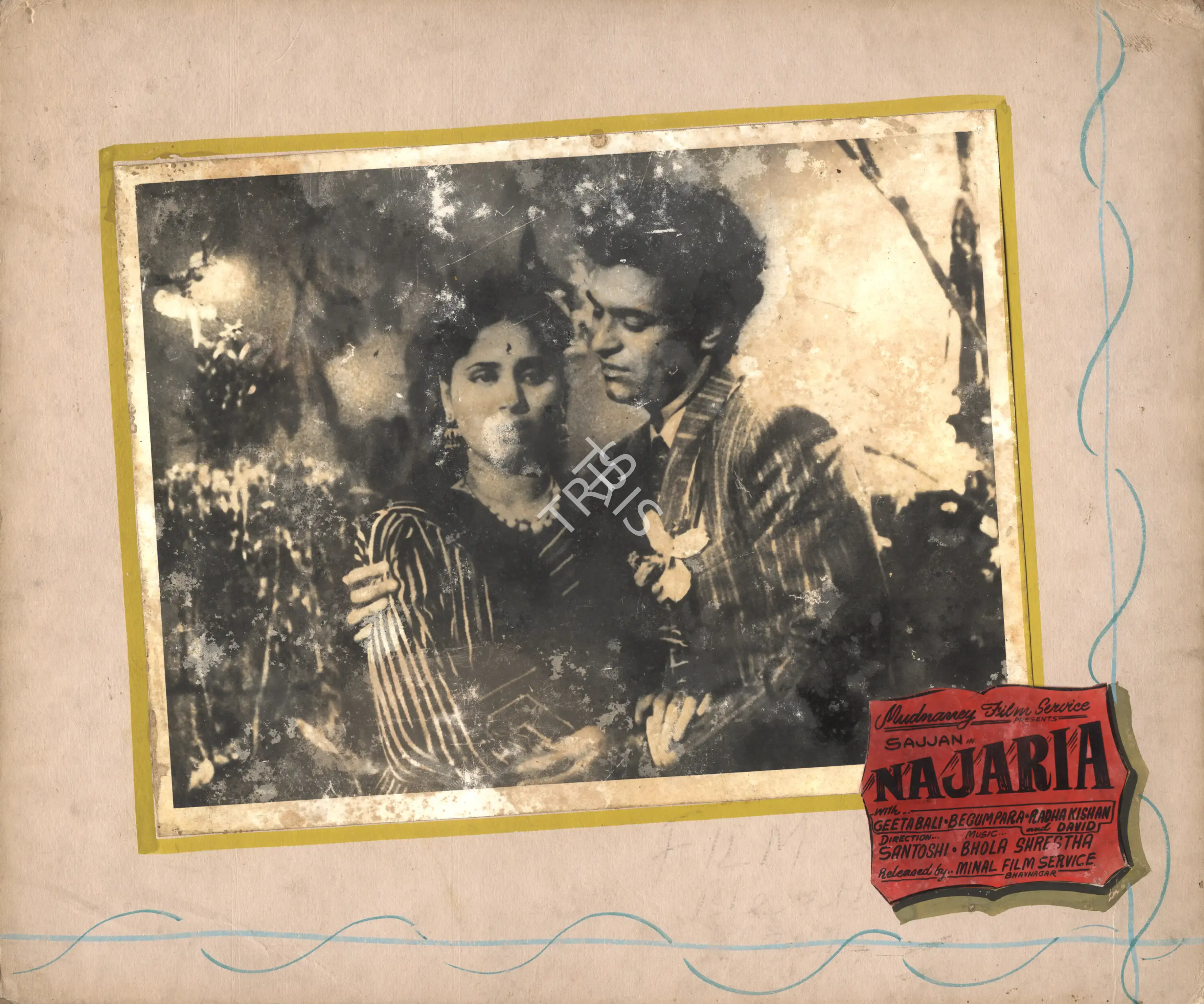 Murtaza Changezi (Director), Najaria, 1952, Photographic Still Mounted on Lobby Card
