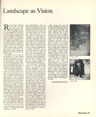 Richard Bartholomew (Essayist), Landscape as Vision, 1985, Essay