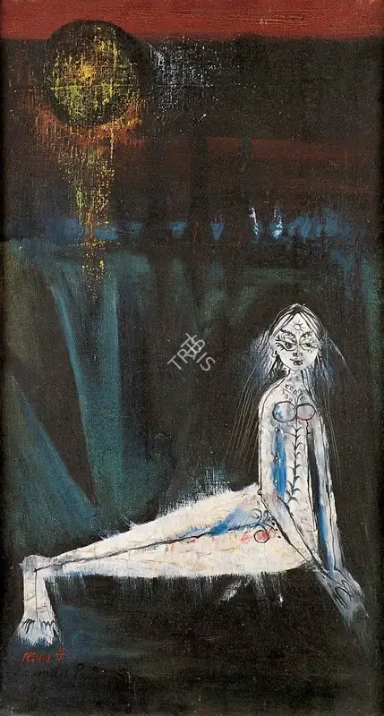 Laxman Pai (Artist), Moonlight, 1963, Painting