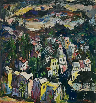 S.H. Raza (Artist), Kashmir Valley, 1949, Painting