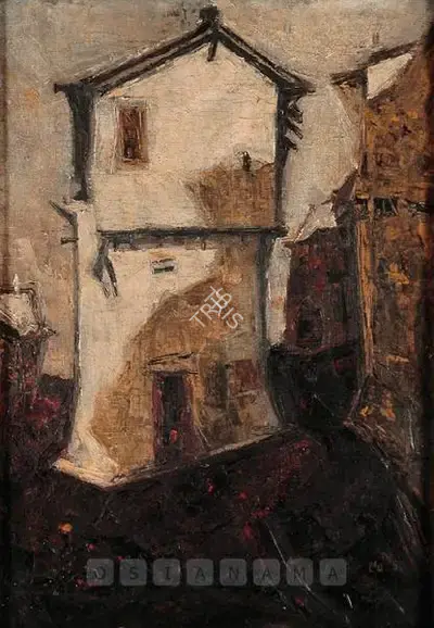 S.H. Raza (Artist), Village Series, 1955, Painting