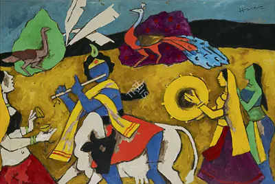 M.F. Husain (Artist), Krishna, 1990, Painting