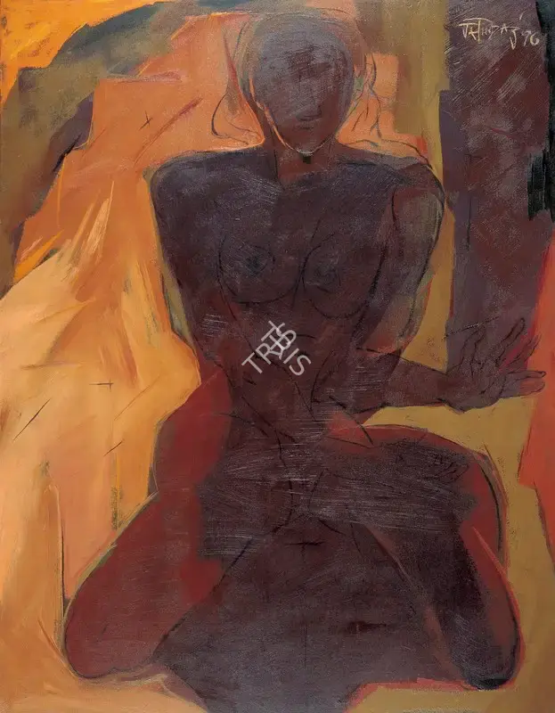 Jatin Das (Artist), Woman in Prayer, 1996, Painting
