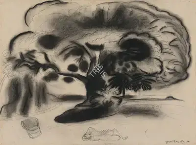 G.M. Sheikh (Artist), Tree, 1991, Painting