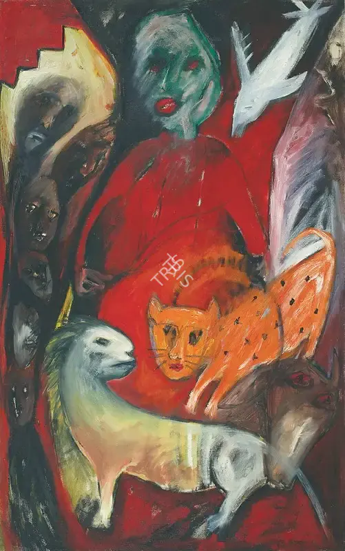 Rekha Rodwittiya (Artist), The Red Prophet, 1985, Painting