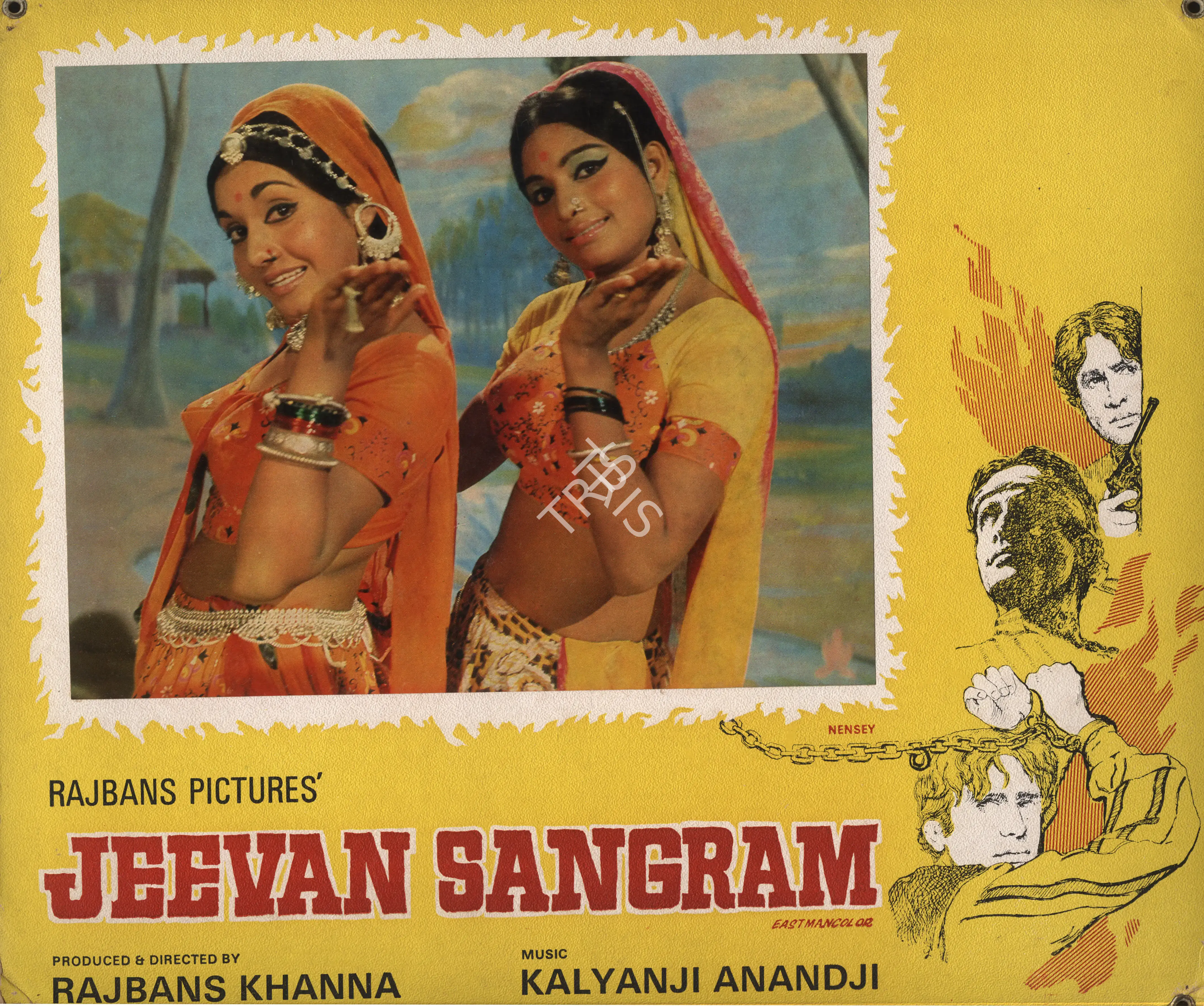 Anwar Siraj (Cinematographer), Jeevan Sangram, 1974, Photographic Still Mounted on Lobby Card