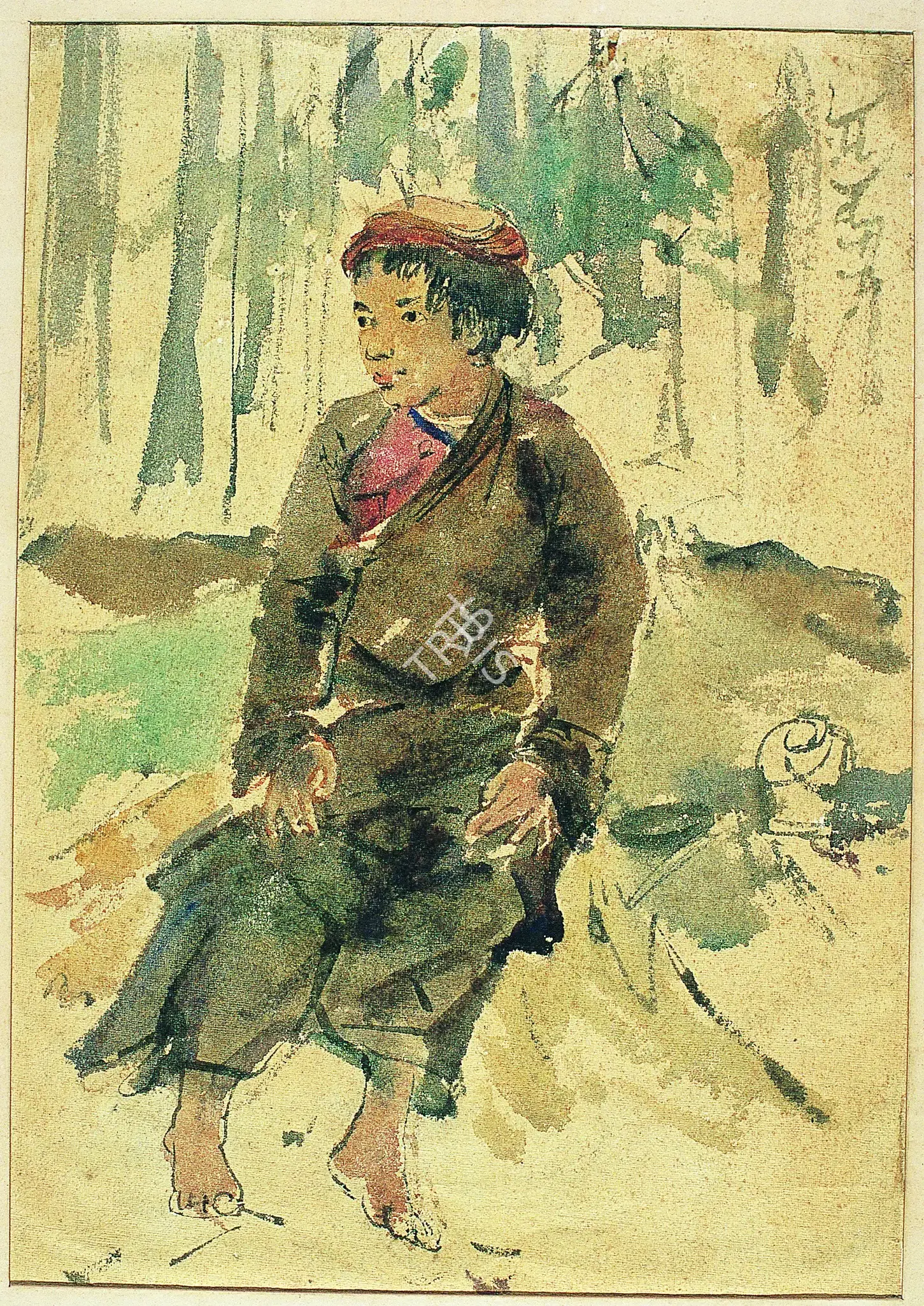Tagore, Abanindranath (Artist). Young Lama, early 1930s | Painting, 2010 · Osian's