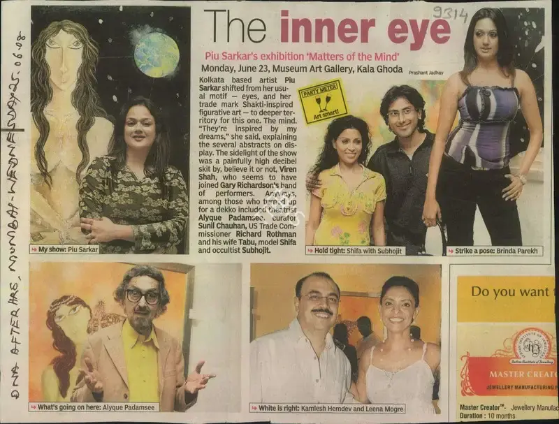 Prashant Jadhav (Reporter), The Inner Eye, 2008, Newspaper Clipping