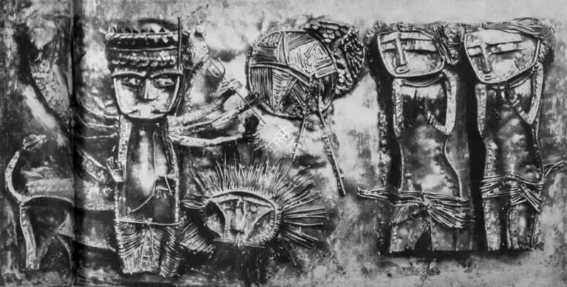 P.V. Janakiram (Artist), Deity with Worshippers , 1966, Relief Work