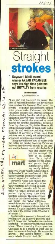 Riddhi Doshi (Writer), Straight Strokes, 2007, Newspaper clipping
