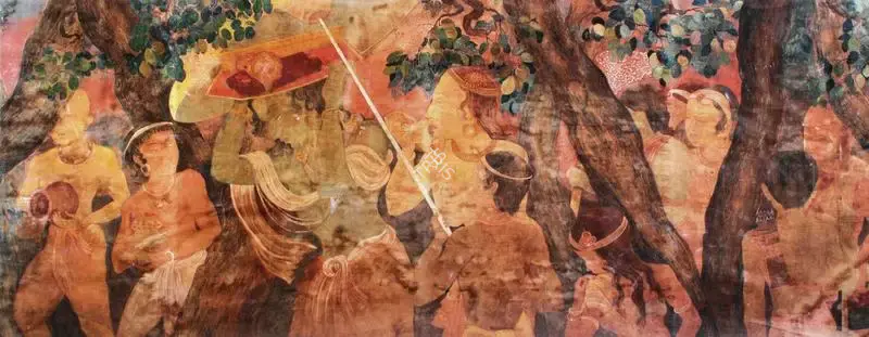 A.K. Haldar (Artist), The Procession, Painting
