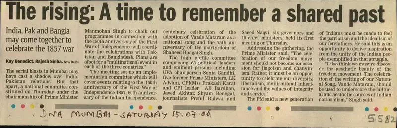 Rajesh Sinha (Reporter), The Rising: A Time to Remember a Shared past, 2006, Newspaper Clipping