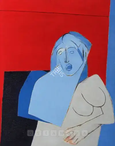 Tyeb Mehta (Artist), Blue Torso, 1973, Painting